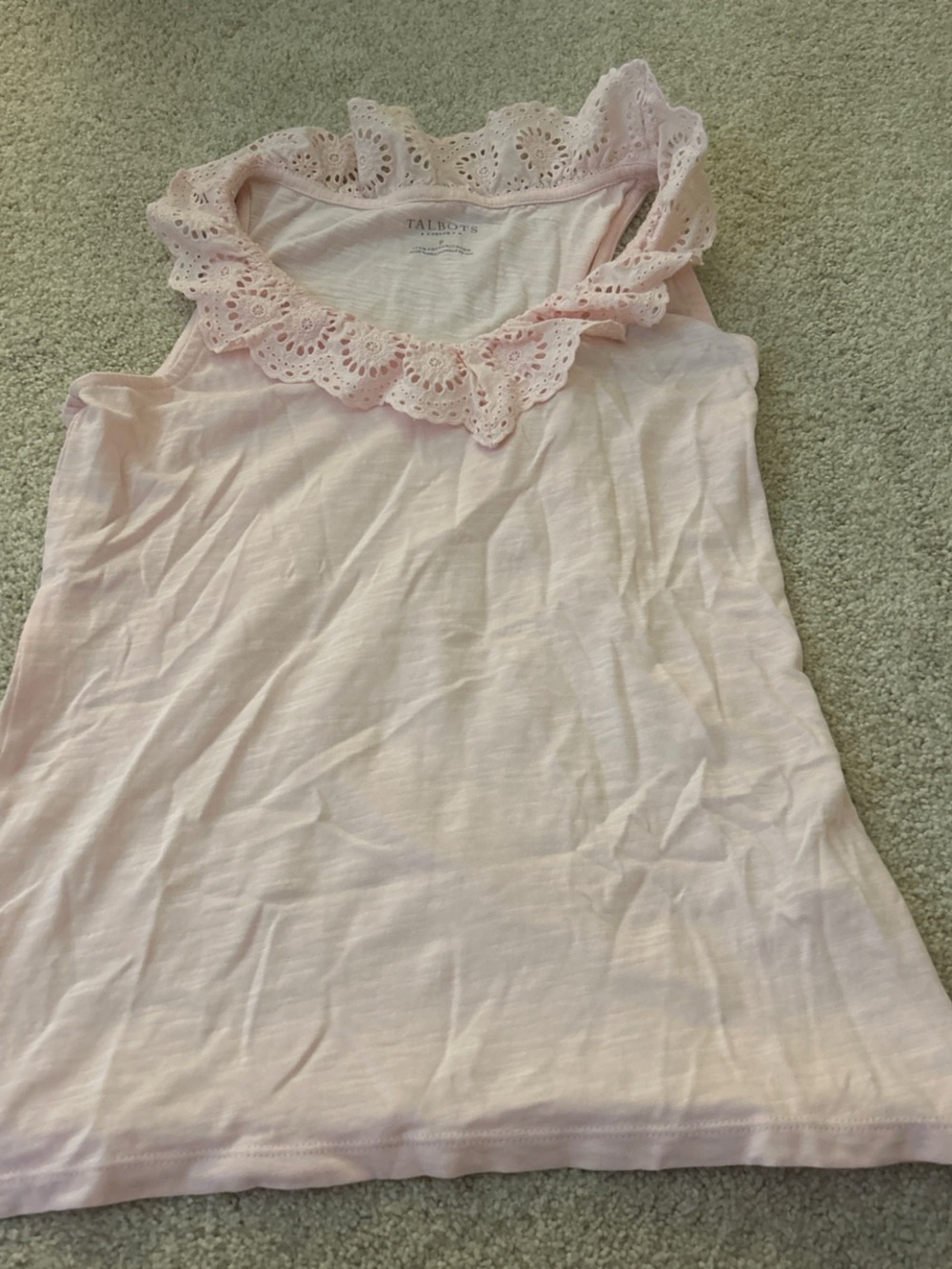 Talbots Light Pink Eyelet Collar Sleeveless Top